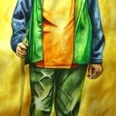 facet z patykiem