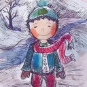 Zimowy chłopczyk-ilustracja dla dzieci